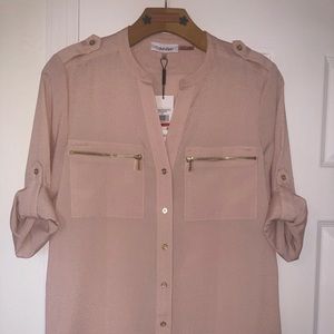 CALVIN KLEIN ZIP-Pocket Utility Blouse